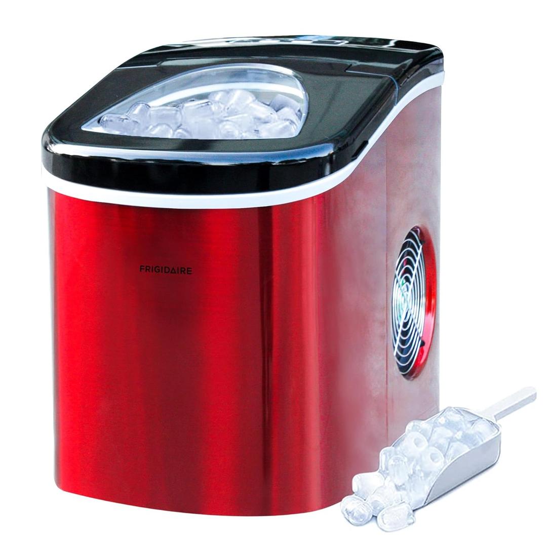 Frigidaire Counter top Portable, 26 lb per Day Nugget Ice Maker Machine (Red Stainless Steel)