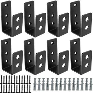 8 Pack Door Barricade Brackets, Open Bar Holder U Bracket with Screws and Anchors, Heavy Duty Security Holder Bracket Stopper Tool Hanger for Barn, Shed, Garage Doors, Fits 2x4 Boards