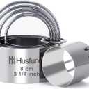 Biscuit Cutter Set Round Cookie Cutters with Handle 5 Pieces Stainless Steel Circle Professional Baking Dough Tools for Cake