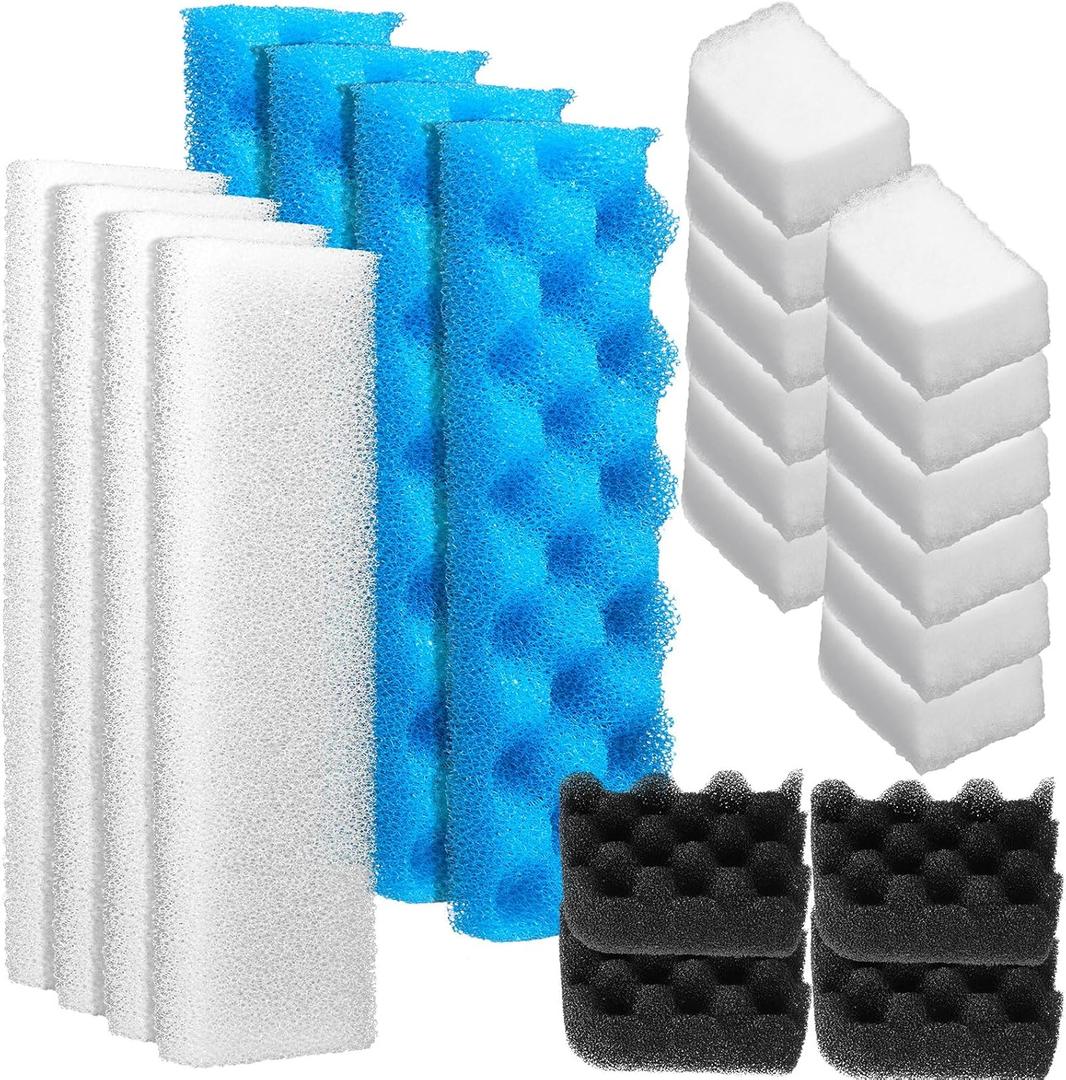 Threlaco 24 Pcs Compatible with Fluval 406/407 Aquarium Filters Sponge Set, Including Foam Pad, Quick-clear Water Polishing Pad, Foam Max, for Replacement Filter Media (compatible with Fluval 406/407)