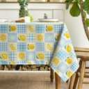 Horaldaily Summer Tablecloth 70 x 70 Inch Round Patchwork Buffalo Plaid Sun
