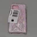 UEEBAI Wallet Case for iPhone 13 6.1 inch, PU Leather Phone Case Kickstand RFID Blocking Flip Case with Card Slots Wrist Strap Relief Engraved Pattern Magnetic Closure Folio Case - Pansy