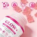 Glow Collagen Gummies with Hyaluronic Acid & Resveratrol | Gentle Support for Skin, Hair & Nail Care | Non-GMO | 90 Count (1)