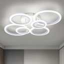 Modern LED Ceiling Light, 6 Rings Flush Mount Ceiling Lighting Fixtures, White LED Ceiling Lamp for Kitchen, Living Room, Bedroom, Laundry Room, 4000K