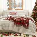 CozyLux Comforter Set Queen Size, Beige 7 Pieces Soft Pinch Pleat Bed in a Bag Queen Comforter Set with Sheets, Boho Bed Set with Down Alternative Comforter, Sheets, Pillowcases & Shams