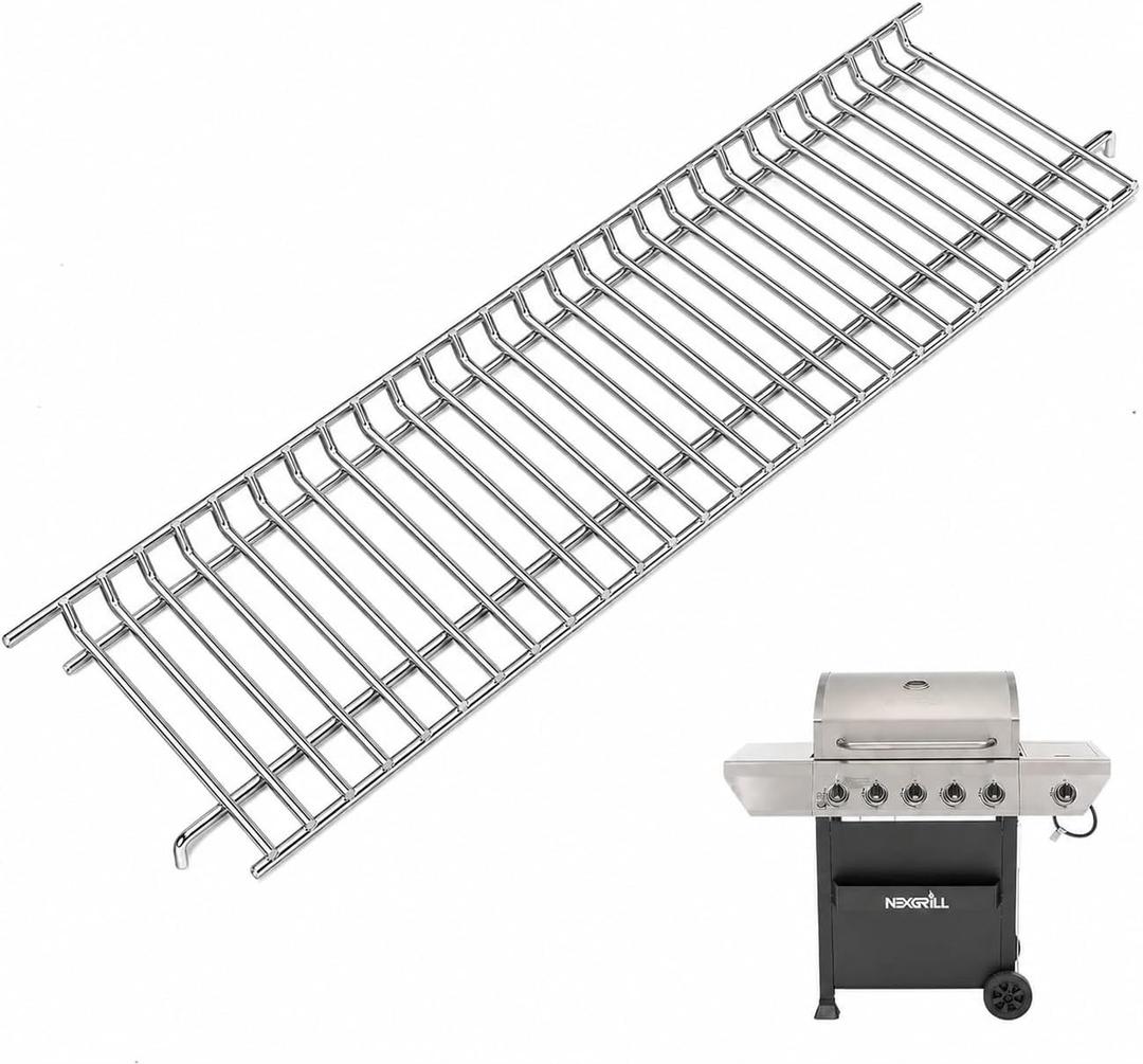Hisencn Grill Warming Rack for Nexgrill 720-0888 720-0888S 720-0830X 720-0830XF 720-1008, 25.7"L x 7.2"W Warming Upper Rack for Nexgrill Replacement Parts 5 Burner Grill, Stainless Steel Top Rack