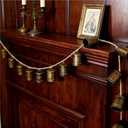 Zonon Christmas Bells Garland Brass Bells on String 24 Bronze Metal Cow Bell on Jute Rope 9 ft Rustic Vintage Garland Banner for Christmas Tree Mantle Farmhouse Fireplace and Wall Decor