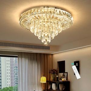YLKP Modern LED Chandelier Crystal Ceiling Light Fixture 40W Dimmable Gold Chandeliers with Remote for Dining Room Living Room Bedroom Entryway