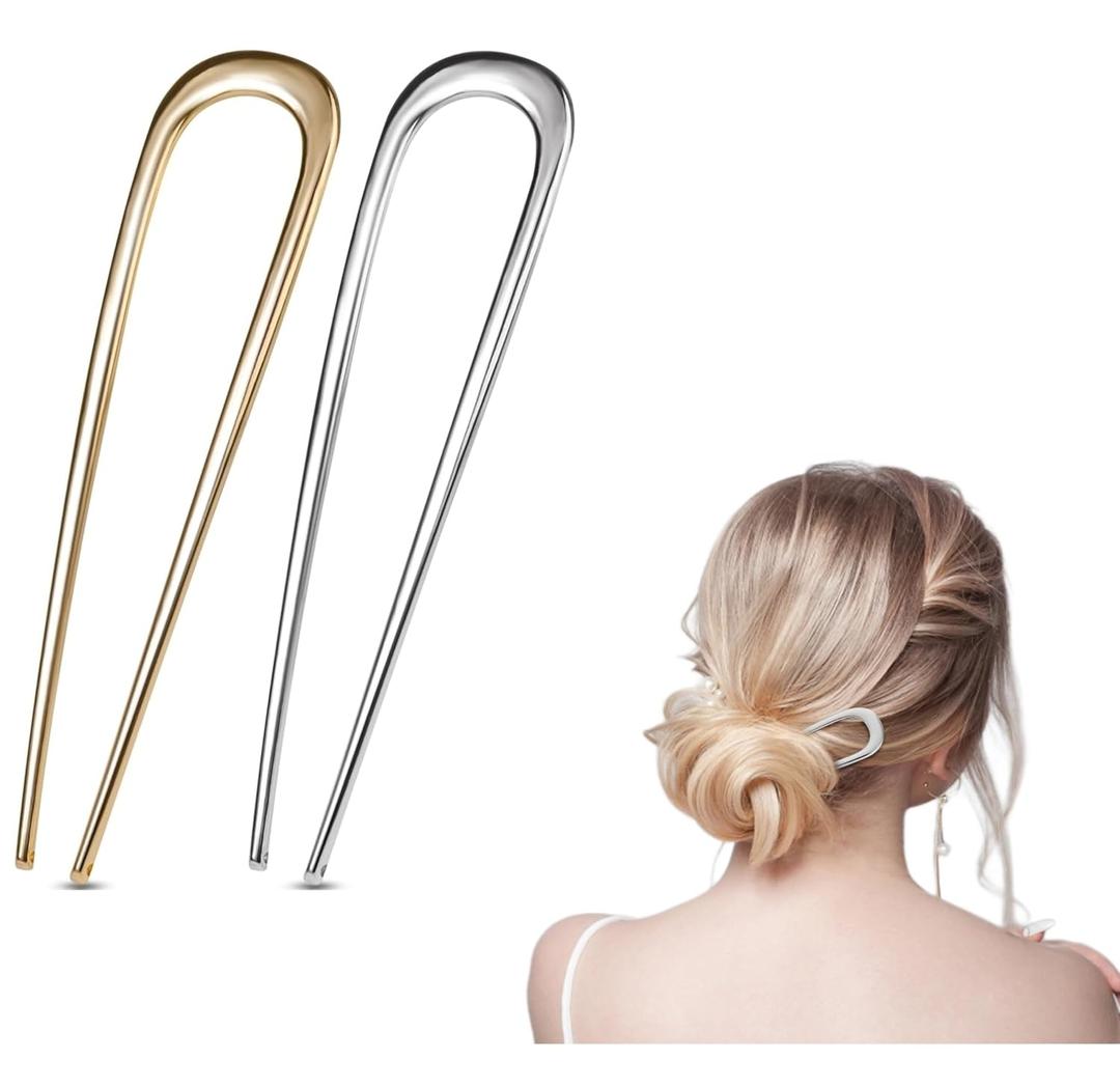 2 PCS U-Shaped Large 5.5 Inch metal hair pin,french hair pin,french hairpin,u pins for hair bun,hair pins for styling,hair pins for thick hair,bun pins