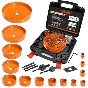 Luckyway Hole Saw Kit Pro, 24PCS Hole Saw Set with 3/4"-6"(19-152mm) 14PCS Hole Saws, Double-Ground Teeth for Clean Cutting, Ideal for Soft Wood, Plywood, Drywall, PVC