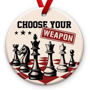 3 x Chess Lover Christmas Ornament  Choose Weapon Decoration, Game Style Ornament for Son, Boys - Xmas Tree Decorations, Kid Room Decor, Ideas Chess Players, Teacher, Coach