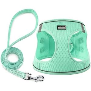 Dog Harness with Leash Set, No Pull Adjustable Reflective Step-in Puppy Pet Vest Harnesses for Small Medium Large Dogs and Cats,Green XS