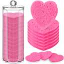 Sieral 120 Pcs Compressed Facial Sponges for Women with Container Disposable Face Sponge Pads for Washing Face Cleansing Exfoliating Esthetician Makeup Removal(Heart,Rose Red)