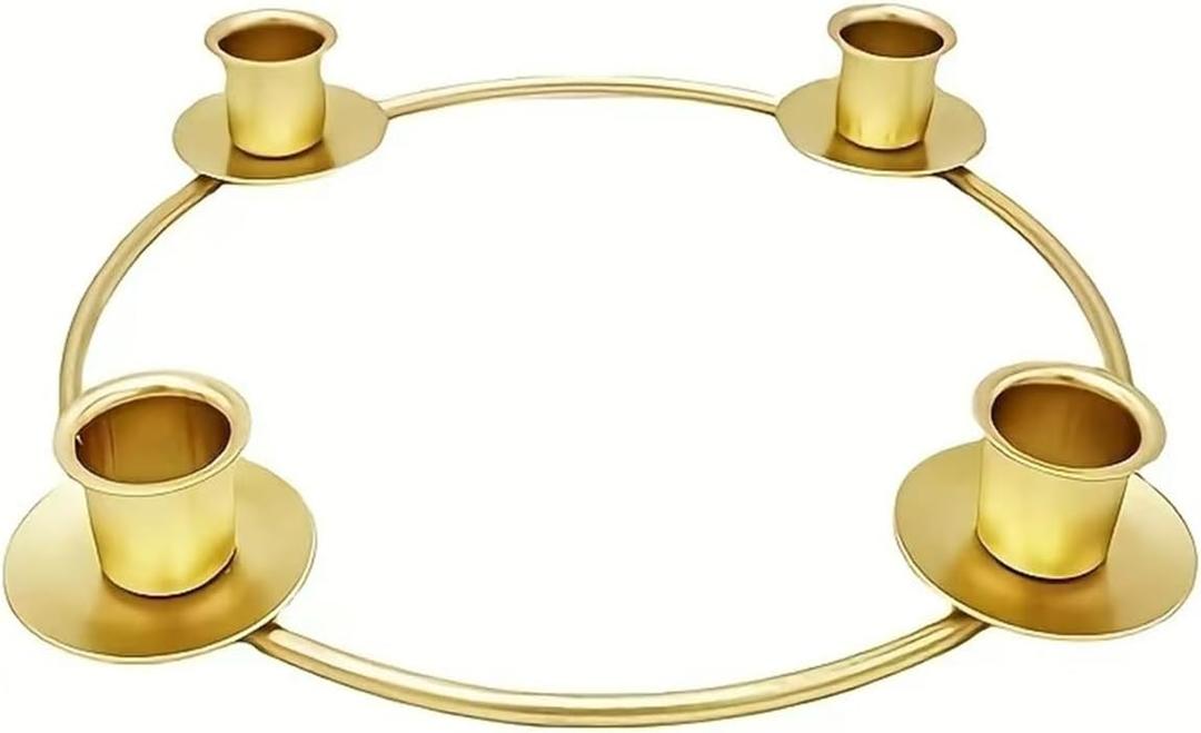 Advent Wreath Candle Holder, Gold Christmas Candle Rings for Taper Candles, Advent Wreath 4 Candle Holder for Christmas Holiday Home Party Church Catholic DIY Decor