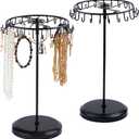 Ferraycle 2 Pcs Rotating Necklace Holder Metal Necklace Stand Necklace Organizer for Bracelet Earring Keychain Ring Jewelry Display, 13.4 Inch with 23 Hooks (Black)