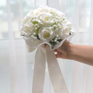 Wedding Bouquets for Bride, Silk Bride Bridesmaid Hand Holding Flower Bouquet for Valentines Day Decor Wedding Party Supplies Home Decoration (I)