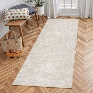 GarveeHome Washable Rugs 10x13 Area Rugs for Living Room, Modern Solid Color Rug with Non Slip Backing, Stain Resistant Low Pile Throw Carpet Non Shedding Foldable Soft Mats for Bedroom Nursery, Beige