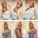 613 Human Hair Bundles Blonde Deep Wave Hair Extensions Blonde Bundle Human Hair Unprocessed Virgin Hair 3 Bundles 12 14 16 Inch