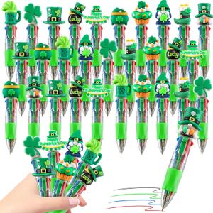 CZWZ 30Pcs Mini Multicolor Pens in One 4-in-1 Cute Pens Bulk, Ballpoint Pen for Birthdays and Parties, Fun Gifts Assorted Ink Kawaii Pen(St Patricks Day)