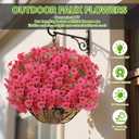 Artificial Flowers Fake Plants for Outdoors Spring Decoration, 13Bundles Silk Realistic UV Resistant Faux Flowers for Outside Planter Porch Yard Patio Garden Home Indoor, Rose