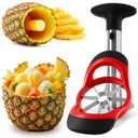 Pineapple Corer and Slicer Tool – Stainless Steel Pineapple Peeler Tool with Reinforced Thick Blade for Effortless Slicing – Core Remover and Cutter for Diced Fresh Rings, Black Handle, Easy to Clean