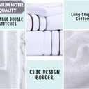 Bath Towels Set for Bathroom Luxury 6-Piece Cotton Towels, Soft Absorbent & Quick Dry, 600 GSM Bath Towels for Bathroom, Hotel Spa Quality (2 Bath, 2 Hand, 2 Washcloths, White Grey Stripe)