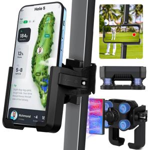 Golf Cart Phone Holder Mount Magnetic with Vibration Dampener Anti Shake, Golf Cart Phone Caddy Compatible with iPhone/Galaxy/Google Pixel/Motorola Fit EZGO/Club Car/Yamaha/ICON/Zone