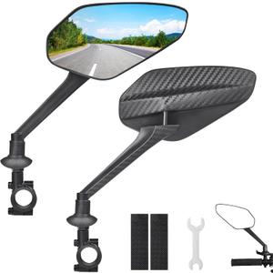Zacro 2 Pack Bike Mirror, 2025 Upgraded Bike Mirror Handlebar Mount, 360Adjustable Bicycle Rear View Mirror, Scratch Resistant Glass Lens, Fit for Mountain Bikes, City Road Bikes, E-bikes, Scooter