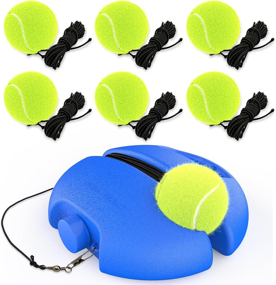 Tennis Trainer Rebound Ball with 3 String Balls, Portable Tennis Training Tool Suitable for Beginners Sport Exercise-Blue