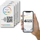 3 x MESSAGENES Google QR & NFC Review Sticker - 4-Pack - Boost Business Reviews - iPhone & Android - 3.39"x2.17"