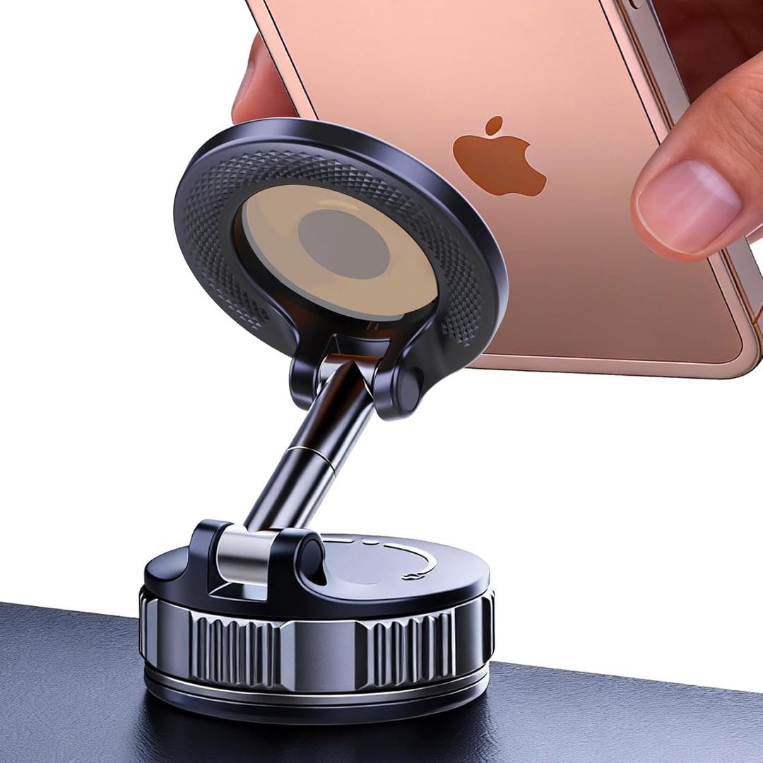 [2026 NEW] for MagSafe Car Phone Holder,Upgraded Magnetic Suction Cell Phone Mount for Dashboard Windshield Screen,Tesla Truck Van GPS Stand Cradle for iPhone 17 Pro Max 16 15 14 13 12 Samsung Android, Black