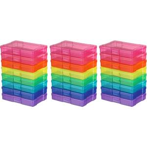 novelinks Transparent 4" x 6" Photo Storage Boxes - Photo Organizer Cases Photo Keeper Picture Storage Containers Box for Photos - 24 PACK (Multi-colored)