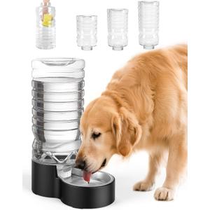Heouvo 2.5 Gallon Automatic Dog Water DispenserWide Mouth for Easy Hand-in CleaningRemovable Stainless Steel Bowl, Gravity Refilling Large Capacity for Cats and Dogs, Multi-Pet Homes
