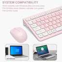 Wireless Keyboard and Mouse Combo, Reccazr 2.4G Full-Sized Keyboard and Mouse Cordless, 3 DPI Adjustable Mouse, Dual-System Keyboard for Computer/Laptop/Windows/Mac (Pink & White)