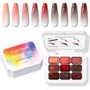 Sponge Pat Paint Nail Gel, 9 Colors Ombre Nails Gradient Gel Nail Blush Blooming Aura Nails Drawing Stripper Floral Painting Nail Art, No Wipe, UV/LED Curing (9 Colors E)