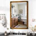 Hasipu Farmhouse Bathroom Mirror, 24"x36" Rustic Wood Framed Wall Mounted Mirror, Walnut Vintage Vanity Mirror Modern Farmhouse Style Decrative Mirrors