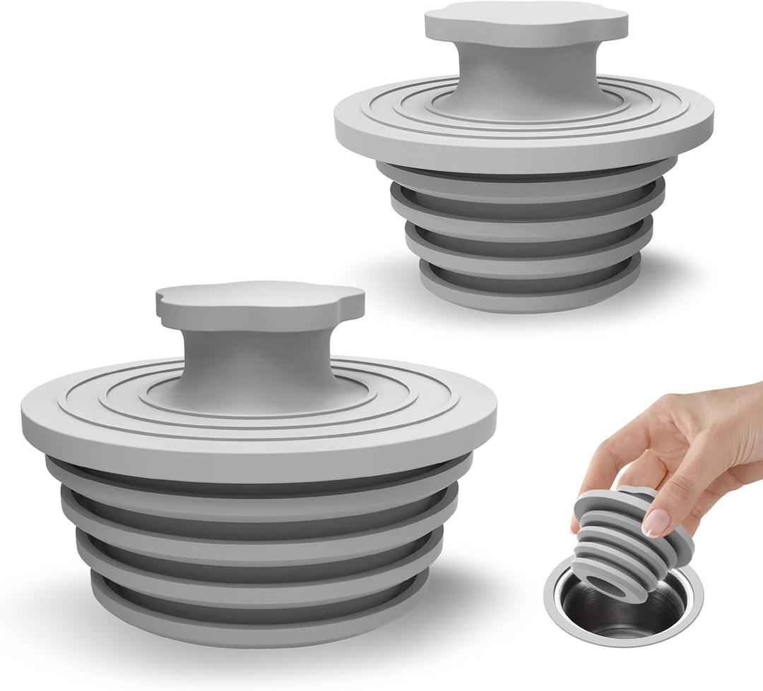 Bathtub Drain Stopper - 2 Pack Silicone Universal Shower Drain Cover, Tub Stopper Bathtub Drain for Bathroom, Tub, and Shower Drain - Easy Install Shower Drain (Gray)