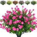 RECUTMS Artificial Flowers Outdoor Artificial Fake Flowers Fake Greenery Fake Plants Faux Outdoor Plastic Plants UV Resistant Shrubs Boxwood Plant Eucalyptus Hanging Basket Home Garden Decor (Pink), 8 Pieces