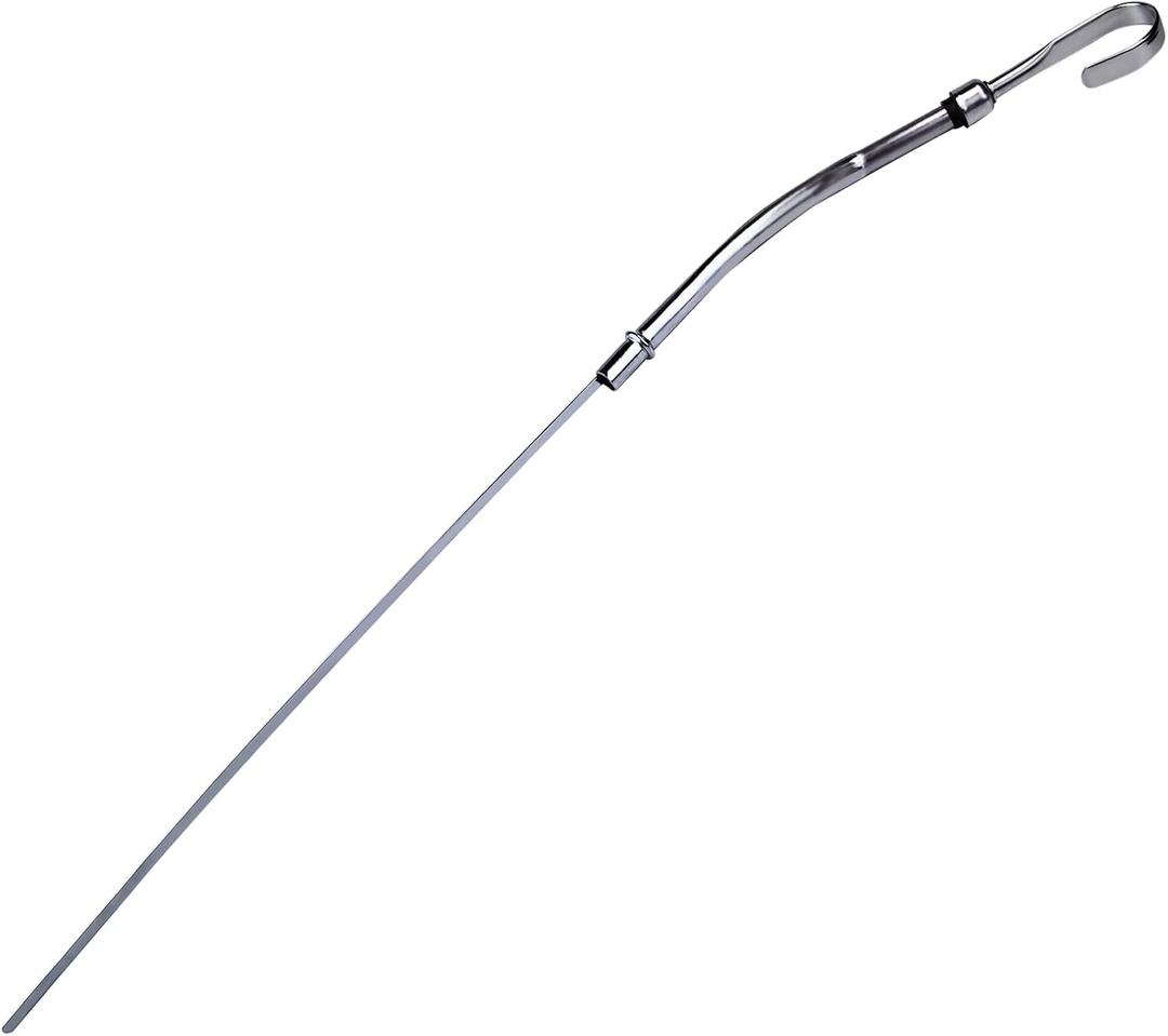 Flylin Oil Dipstick, Dip Stick for Chevrolet Small Block SBC 265 283 305 327 350 383 400 - Flexible Engine Replacement Oil Level Indicator (Sliver, 1955-1979)