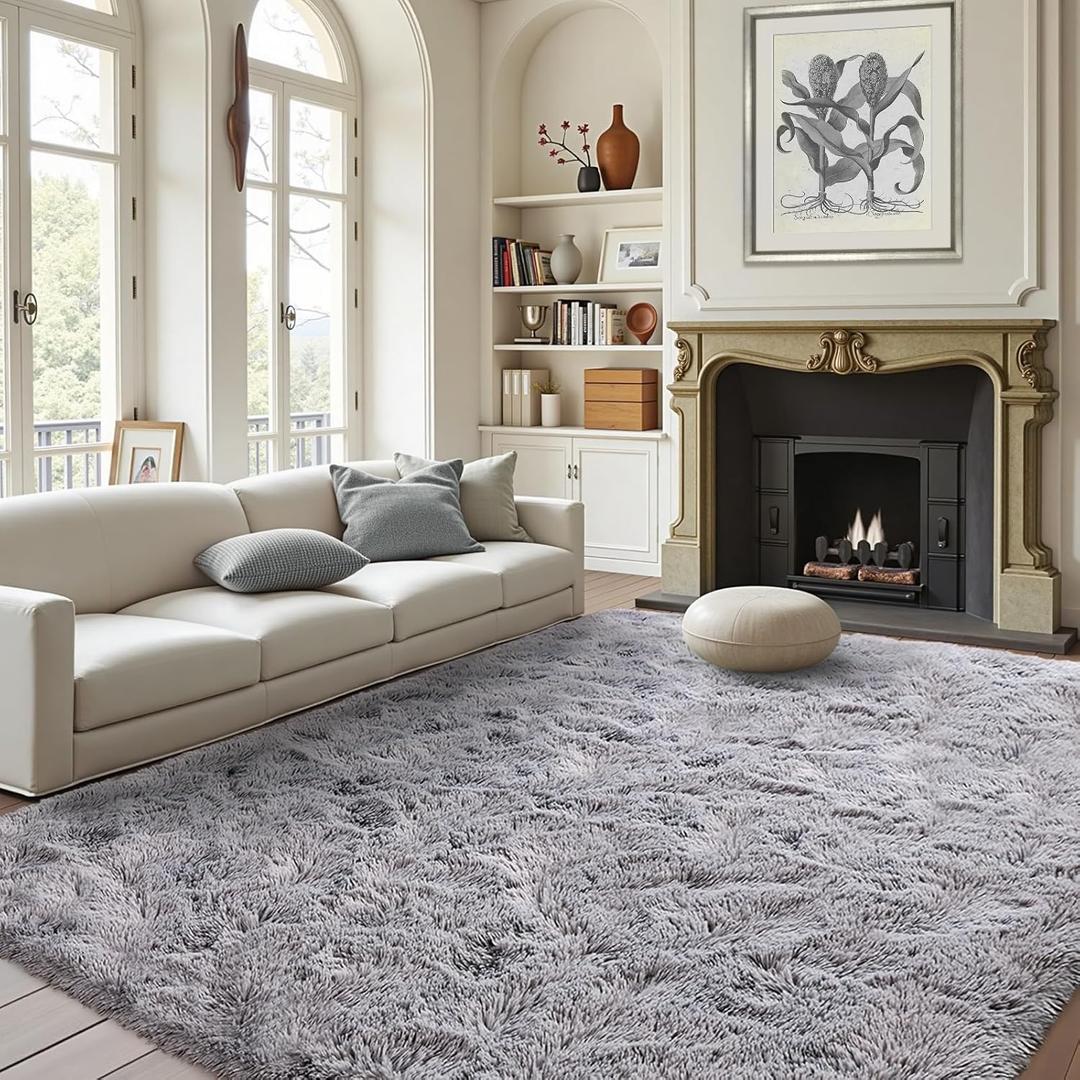 FinRec Soft Grey Rugs for Bedroom Living Room, 4x6 Feet Fuzzy Shaggy Area Rug, Non-Slip Fluffy Furry Shag Rug for Nursery Kids Room Dorm Room Home Decor, Indoor Plush Floor Carpet FinRec Soft Grey Rugs for Bedroom Living Room, 4x6 Feet Fuzzy Shaggy Area Rug, Non-Slip Fluffy Furry Shag Rug for Nursery Kids Room Dorm Room Home Decor, Indoor Plush Floor Carpet