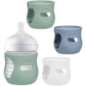 BUSOHA 3 Pack Silicone Sleeves for Avent Natural Baby Bottles - Drop Protection Baby Bottle Holder Compatible with Philips Avent Anti Colic Baby Bottles,4 Ounce