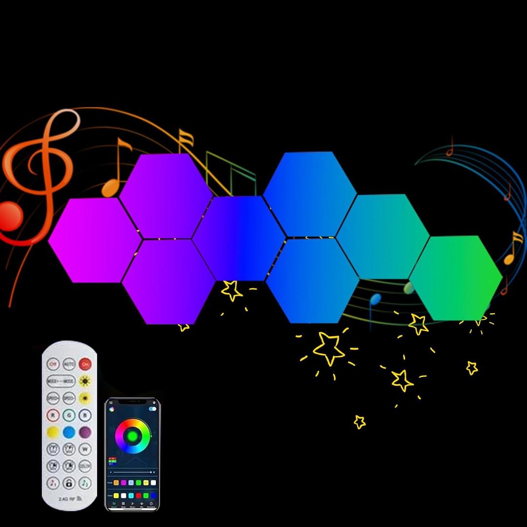 8 Pack Exquisite Lighting Hexagon Lights Versatile LED Wall Lights for Innovative Illumination, for Remote Control - for Bedroom,Bathroom,Various Game Party Decoration (3.5in)
