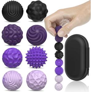 Silicone Magnetic Balls, Fidget Toys for Adutls & Teens, 6PCS Strees Balls Sensory Toy, Quiet Magnet Desk Fidgets with Textured, ADHD Anxiety Relief Items, Fun Stocking Suffers Gifts (Purple+Black)