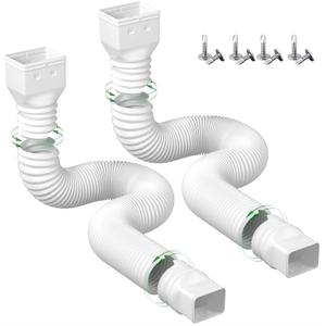 2 Pack Rain Gutter Downspout Extensions Flexible,Drain Downspout Extender Connector 21"68",Screws for Included, White
