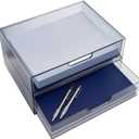 STORi STAX Plastic Stackable Organizer Drawers (Set of 2) Classic Grey | 12.5" Wide | Set Includes Two Open Drawer | Organize Office Desk Accessories & Sort Paper | Made in USA