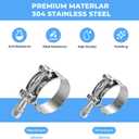 10Pack 304 Stainless Steel T Bolt Hose Clamp 36-44mm for 1.25" Hose ID, Heavy Duty Turbo Radiator Coolant Fuel Line Pipe Clamp Kit