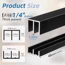 Raytano 48" Metal Sliding Door Track Set for 1/4" Thick Panels Glass Closet Cabinet Door Window Sliding Track, Size 48 x 0.79 inches（Black）, 1/4-48in-1set