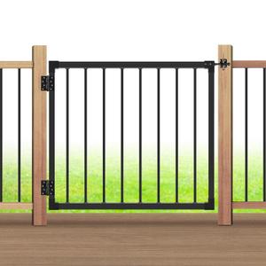 42" H x 4 ft. W Deck Railing Gate, Extra-Height Safety Gate with Latch & Hinges, Textured Black AAMA 2604 Powder-Coat Finish for Decks, Porches & Balconies (1 Gate)