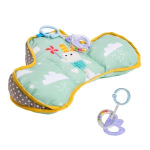 Taf Toys Baby Tummy Time Cushion | Perfect for 2-6 Months Old Babies, Enables Easier Development & Easier Parenting, Natural Developmental, Comfortable Tummy Time, Ergonomic Design, Detachable Toys (Green)