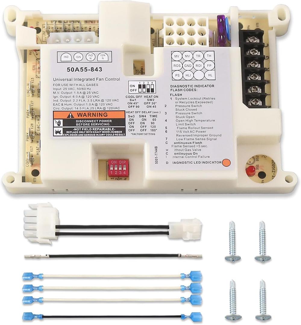 50A55-843 Ignition Control Module Furnace Control Board Universal Integrated Furnace Control Board Furnac Compatible with Both Lennox and White-Rodgers Furnace Systems